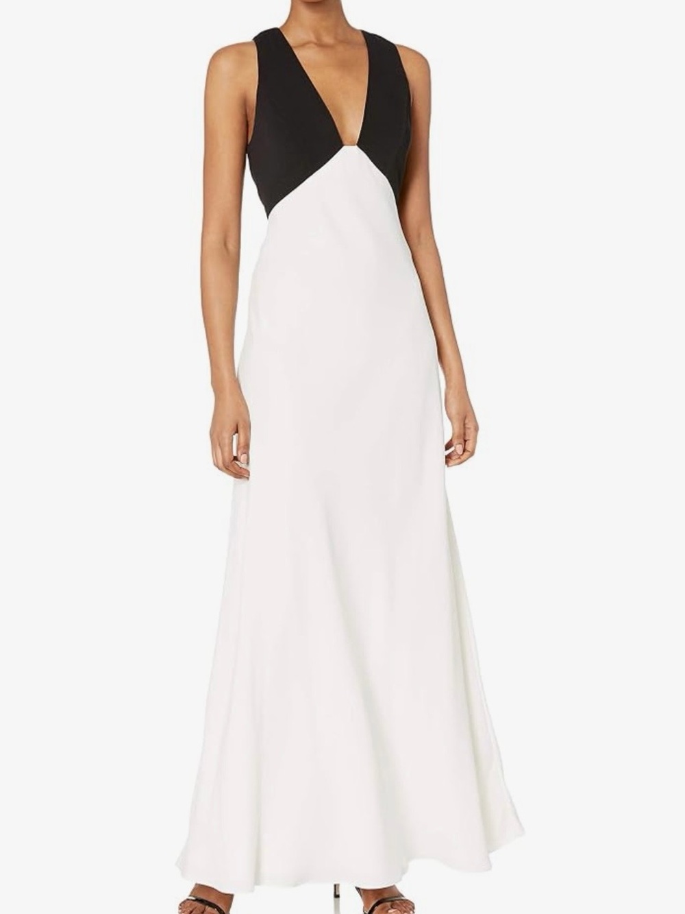 Jill Stuart Black and White V-Neck Maxi Gown